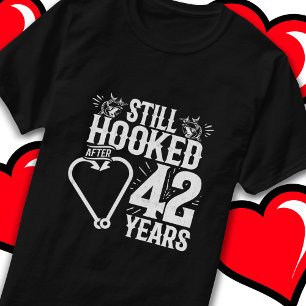 Married 42 Years Fishing Funny 42nd Anniversary T-Shirt