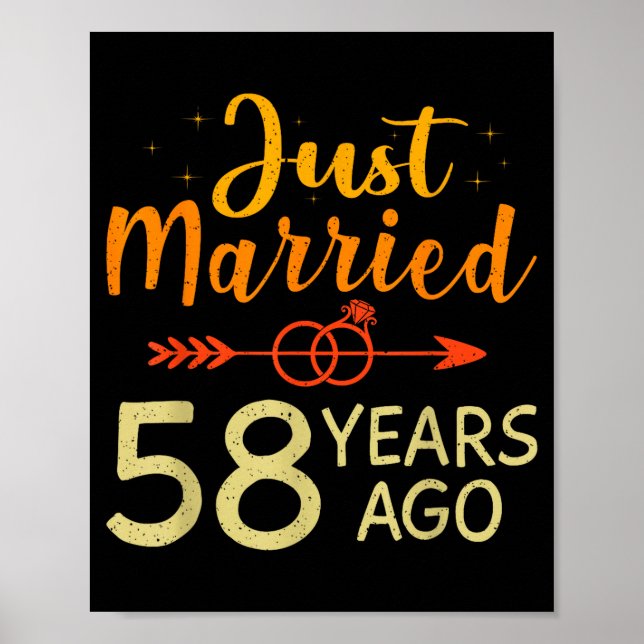 Married 58 Years Ago Romantic Illustration Poster (Front)