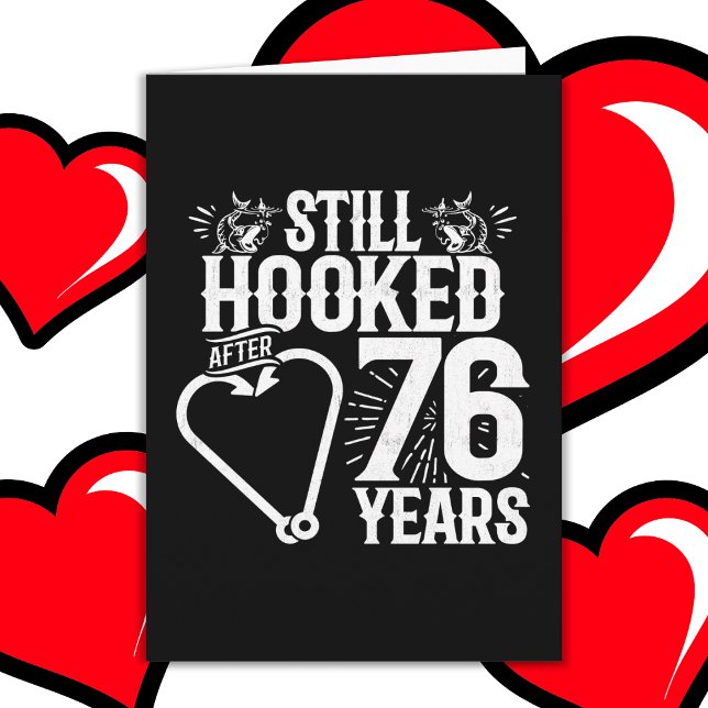 Married 76 Years Fishing Funny 76th Anniversary Card (Creator Uploaded)
