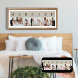 MARRIED 7 Picture Natural and Black Photo Collage Poster<br><div class="desc">Elegant poster print, personalized with your wedding photos. A stylish design in neutral colour palette of natural and black - perfect for newlyweds and anniversary gifts. The photo template is set up for you to add 7 of your favourite pictures which are displayed in portrait format in a simple grid...</div>