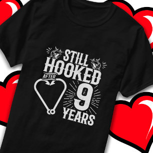 Married 9 Years Fishing Funny 9th Anniversary T-Shirt