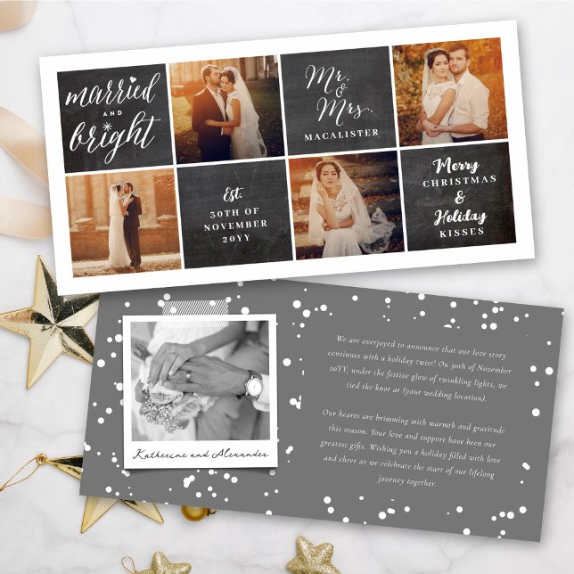 Married And Bright Chalkboard Photo Collage Card (Creator Uploaded)