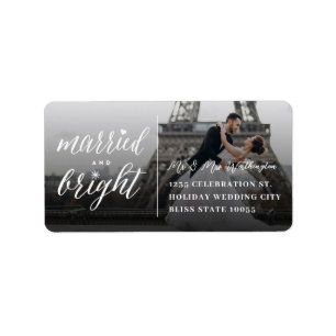 Married And Bright Holiday Wedding Photo Address Label
