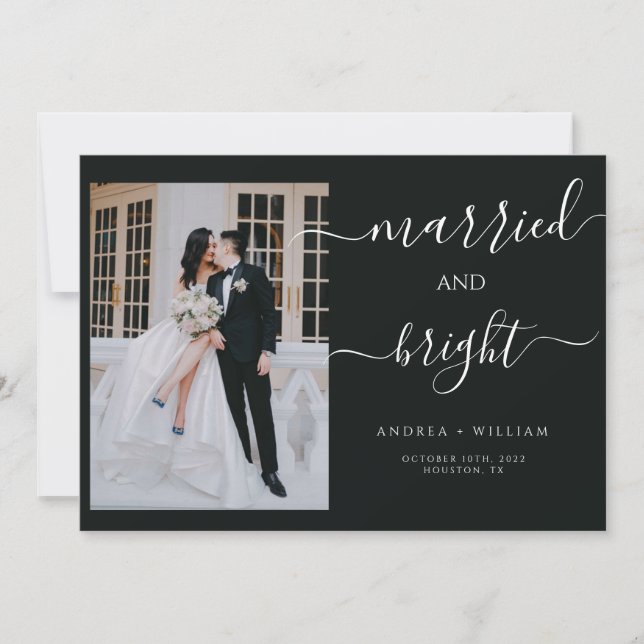 Married and Bright Mistletoe Photo Holiday Card (Front)