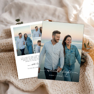 Married and Bright Newlywed Christmas Beach Photo Holiday Card