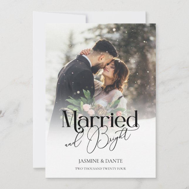 Married and Bright Newlywed Christmas Card (Front)