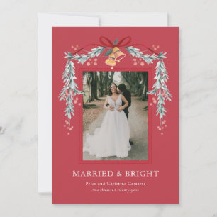 Married and Bright Newlywed Christmas Photo Card