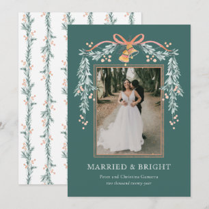 Married and Bright Newlywed Christmas Photo Card