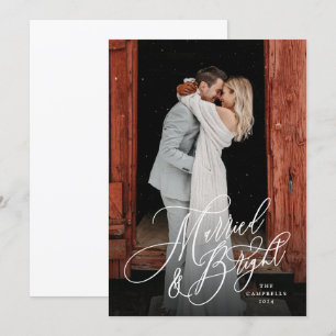 Married and Bright Newlywed Green Holiday Card