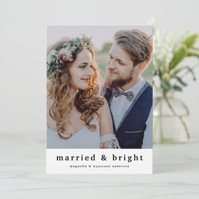 Married and Bright Two Photo Holiday Card (Standing Front)