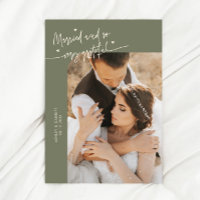 Married and Grateful Wedding Photo Sage Green