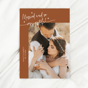Married and Grateful Wedding Photo Terracotta Thank You Card