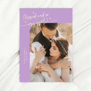 Married and Grateful Wedding Photo Wisteria Thank You Card