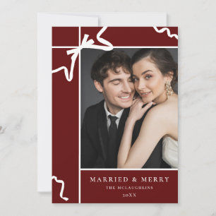 Married and Merry 1st Christmas Newlywed Photo Holiday Card