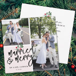 Married and Merry Christmas Photo Holiday Card<br><div class="desc">Make a stunning statement this holiday season with this stylish 2 photos holiday card featuring "married and merry" in a chic script font,  perfect for the newly married couple. Add your own personalized sentiment on the back.</div>