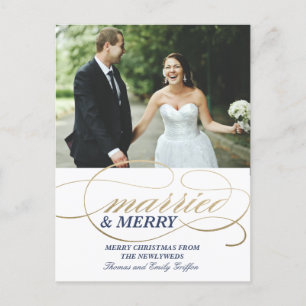 Married and Merry Christmas Postcard