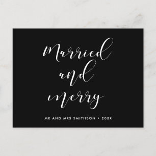 Married and Merry elegant Christmas wedding Postcard