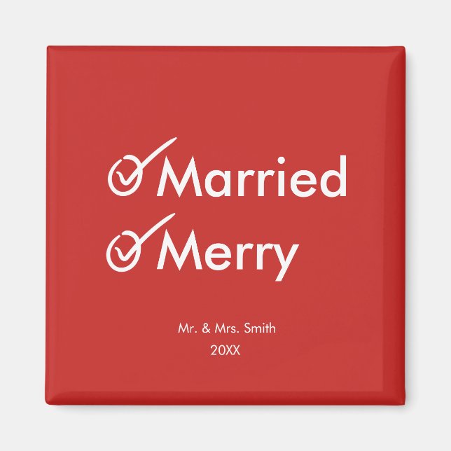 Married and Merry | First Married Christmas Magnet (Front)