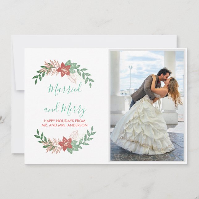 Married And Merry Flat Holiday Photo Card (Front)
