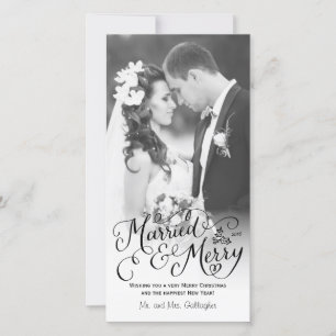 Married and Merry Hand Lettered White Holiday
