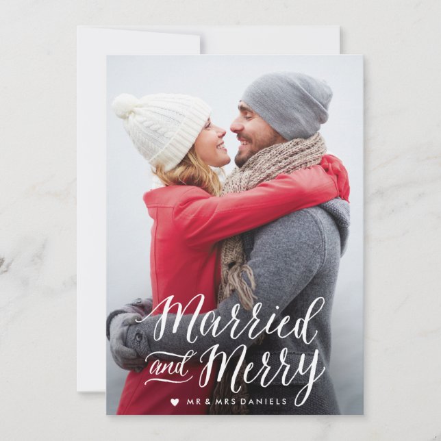 Married and Merry Holiday Photo Card (Front)