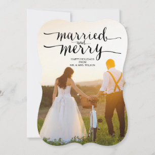 MARRIED AND MERRY   HOLIDAY PHOTO CARD