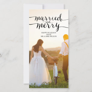 MARRIED AND MERRY   HOLIDAY PHOTO CARD