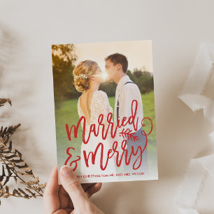 Married and Merry Holiday Photo Red Card