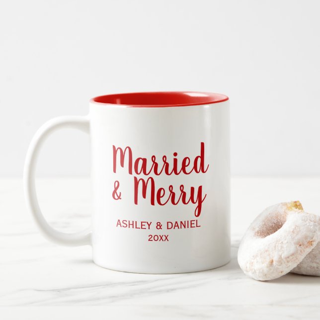 Married and Merry Holiday RW Two-Tone Coffee Mug (With Donut)