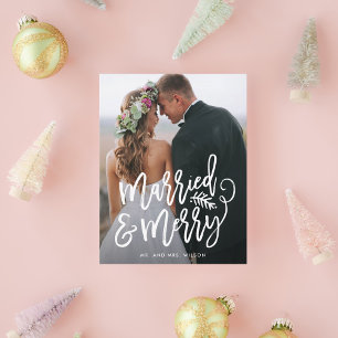 Married and Merry Holiday Thank You Photo Postcard