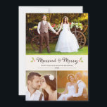 Married and Merry Holly Christmas Chevron Photo Holiday Card<br><div class="desc">Stylish holiday greetings,  featuring holly berries,  your favourite wedding photos and custom text!</div>