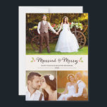 Married and Merry Holly Christmas Chevron Photo Holiday Card<br><div class="desc">Stylish holiday greetings,  featuring holly berries,  your favourite wedding photos and custom text!</div>