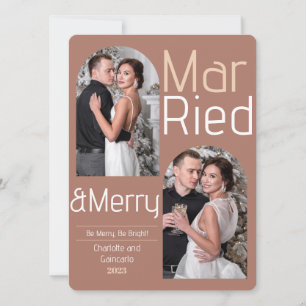 Married and Merry Joy Christmas Newly weds Photo Holiday Card