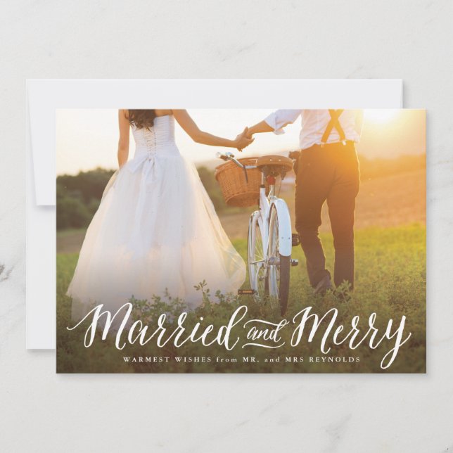 Married and Merry Landscape Holiday Card (Front)