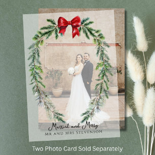 Married and Merry Mr and Mrs Christmas Card Vellum Invitations