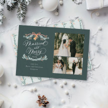 Married and Merry Multiphoto First Christmas Card