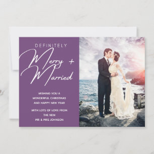 Married and Merry Newlywed Christmas Holiday Photo