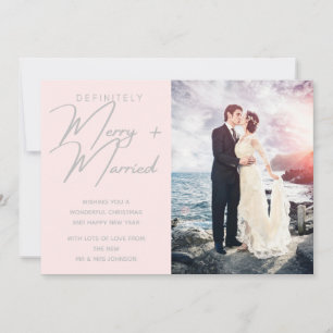 Married and Merry Newlywed Christmas Holiday Photo