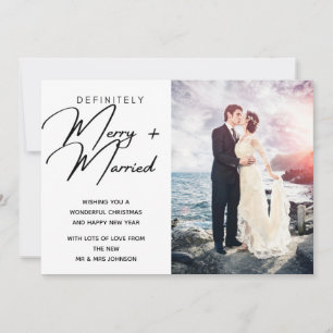 Married and Merry Newlywed Christmas Holiday Photo Card