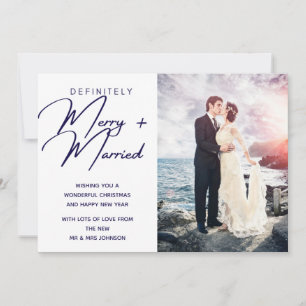 Married and Merry Newlywed Christmas Holiday Photo Card