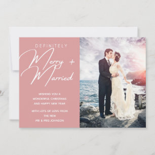 Married and Merry Newlywed Christmas Holiday Photo Card