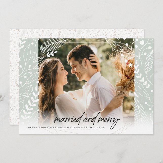 Married and Merry Newlywed Holiday Card (Front/Back)