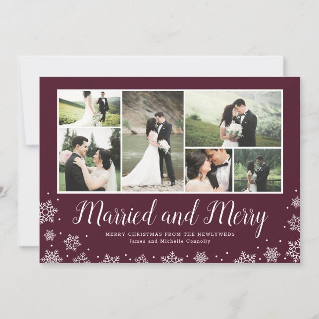 Married and Merry Newlywed Multi Photo Holiday (Front)