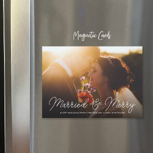 Married and Merry Photo Overlay Magnetic Card