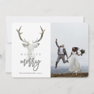 MARRIED AND MERRY   RUSTIC DEER HOLIDAY CARD