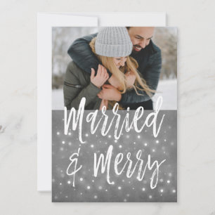Married and Merry Snow or Snowflake Photo Card