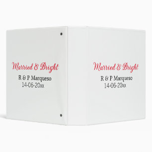 Married & bright add couple name wedding add date binder