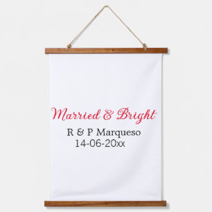 Married & bright add couple name wedding add date hanging tapestry