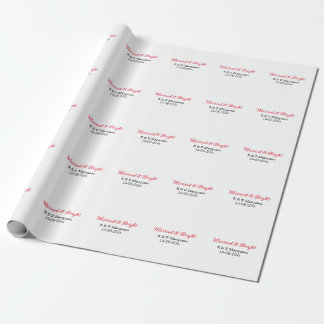 Married & bright add couple name wedding add date  wrapping paper