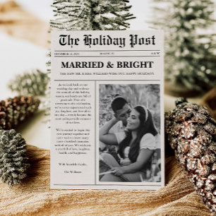 Married & Bright Christmas Newspaper Holiday Card